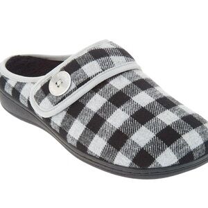 Vionic Black and White Sadie Checkered Slippers Orthopedic  Women’s Size 8